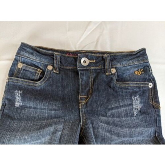 Justice Blue Denim Jeans Girls size 10R Capris Set of 3 Distressed Dark Wash - Picture 12 of 14